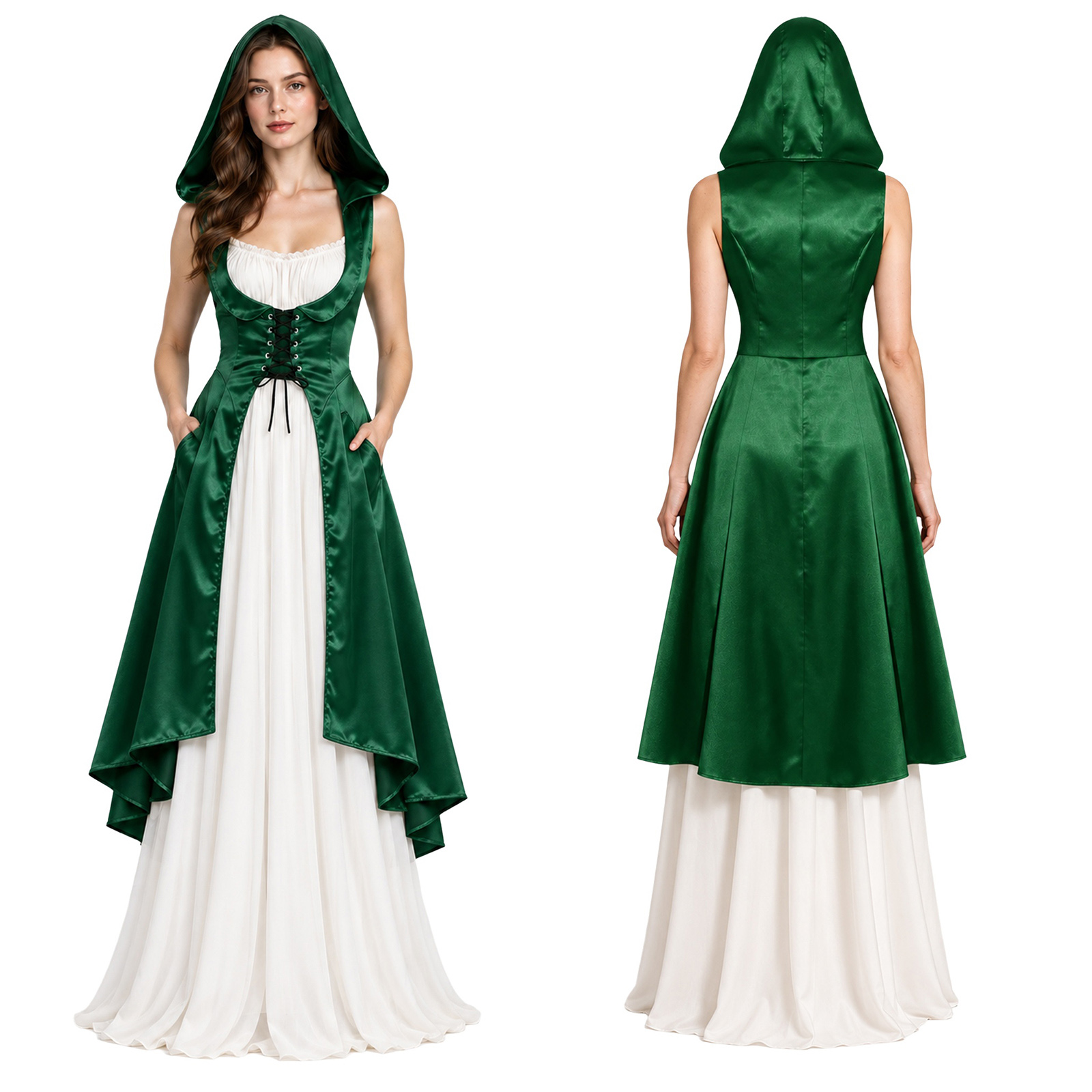Lace Dress - Abito da donna in stile medievale,