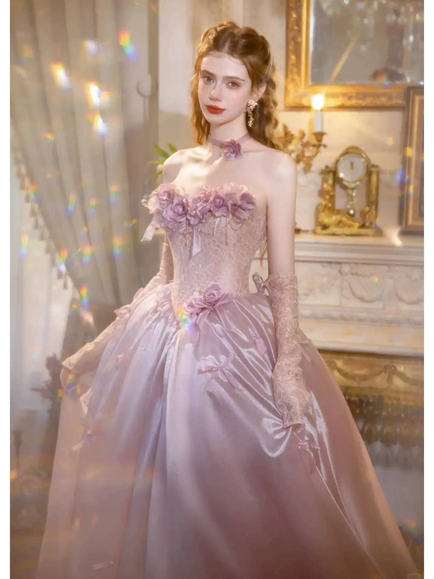 Formal Dress - Abito da ballo vintage rosa antico