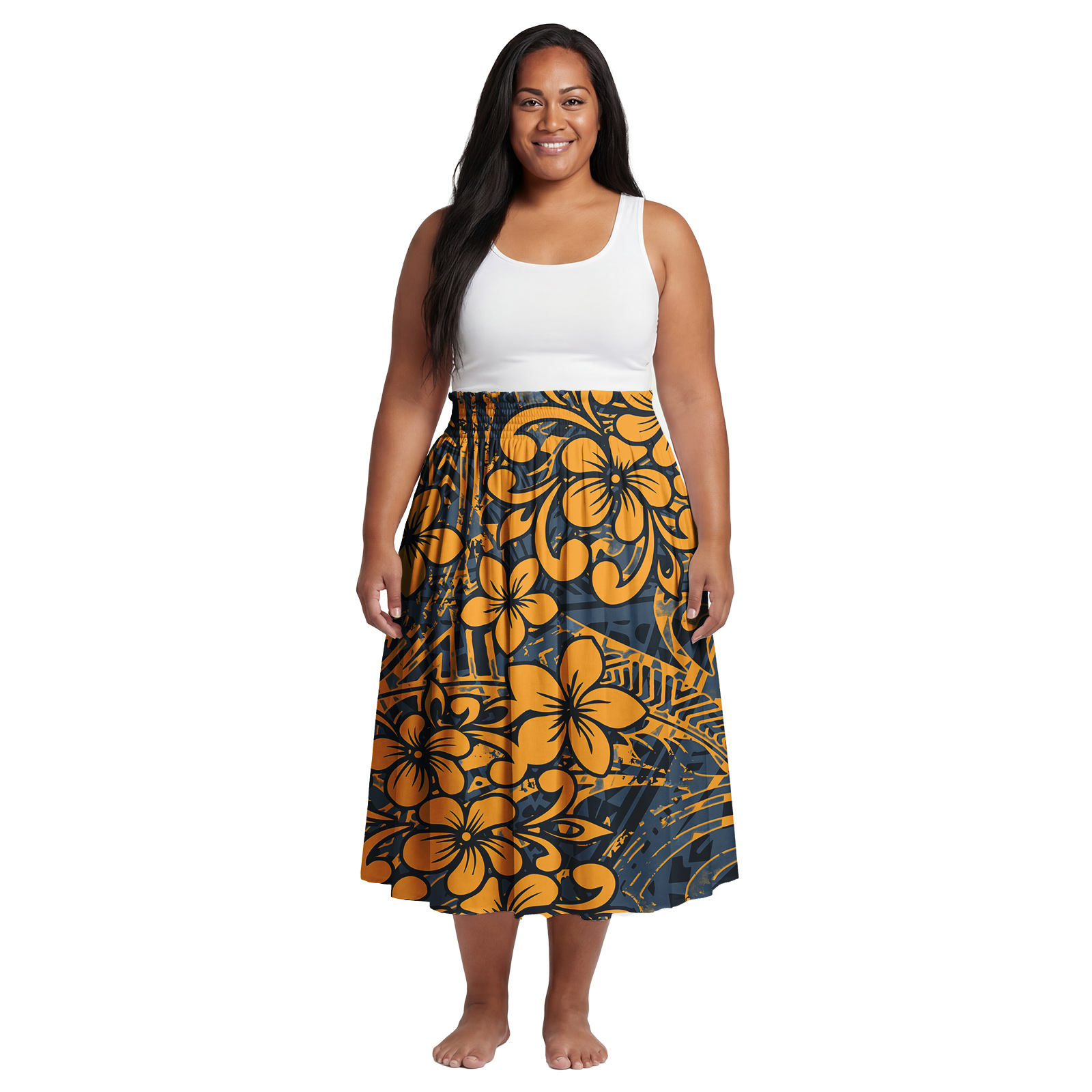 Midi Dress - Eccellente Abito Midi a Vita Alta