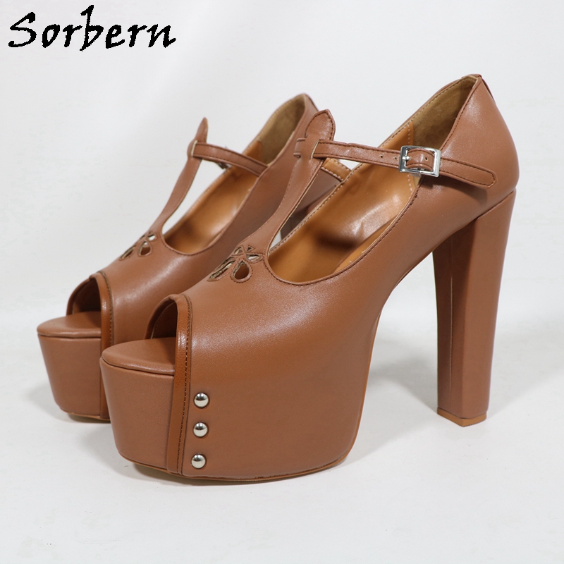 Pump Heel Block - Sorbern Marrone Opaco Scarpe da donna