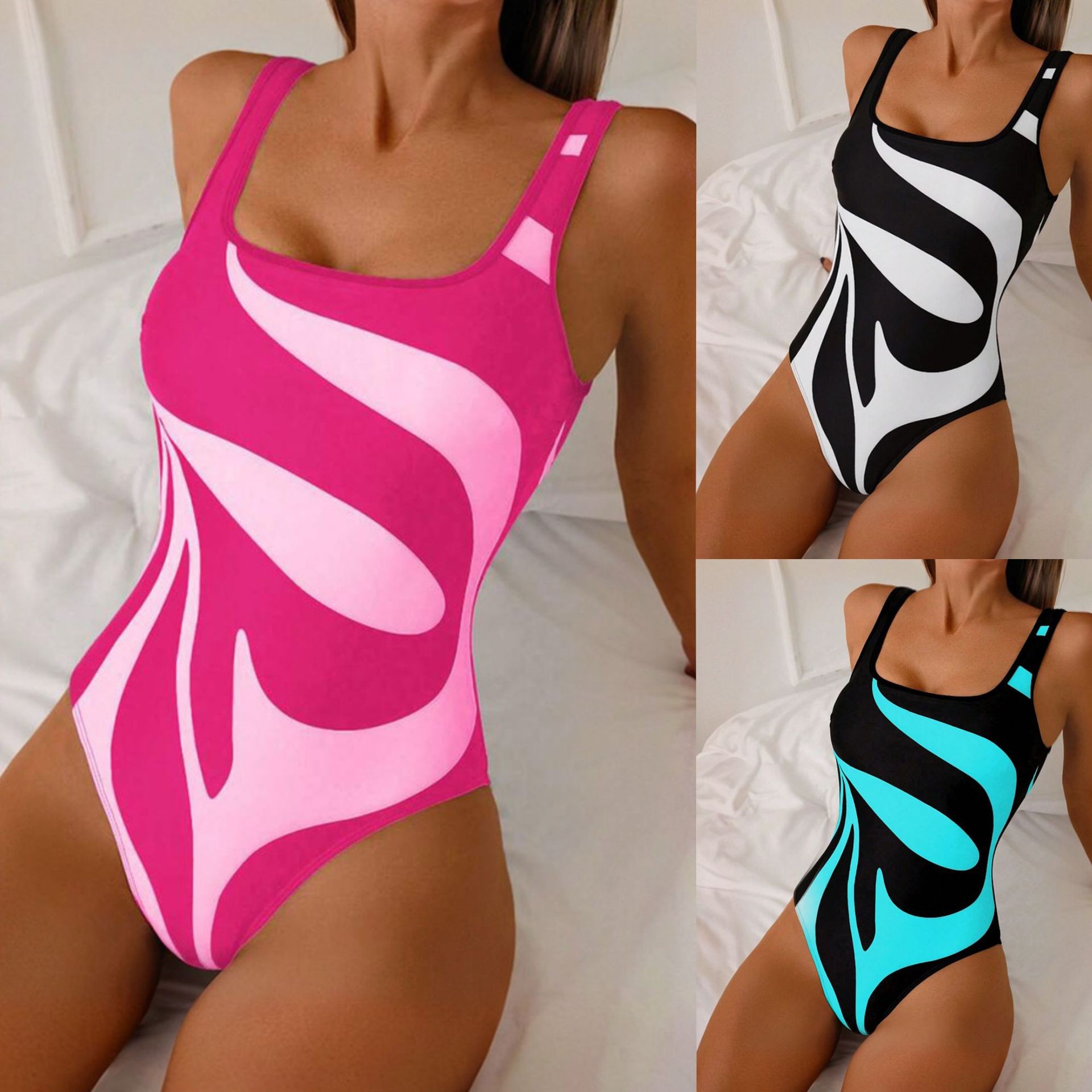 Womens Suit - Tankini da donna con stampa astratta,