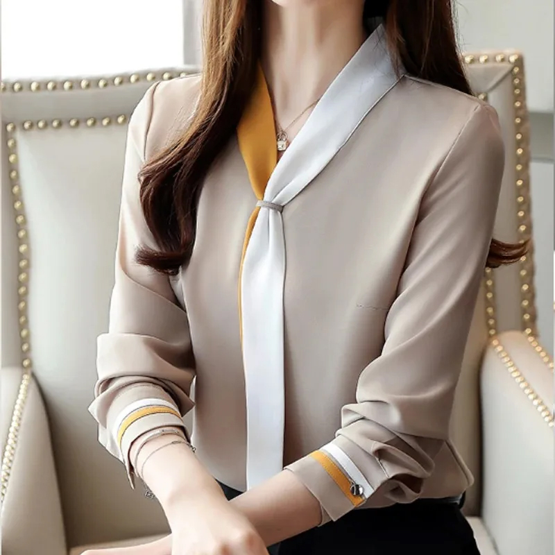 Silk Blouse - Camicia da ufficio autunnale camicette Vintage