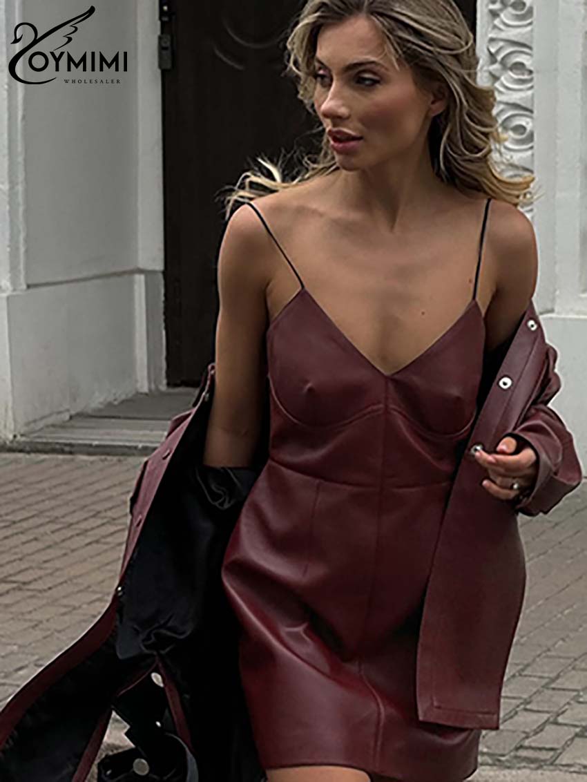 Oymimi Fashion Wine Red Pu Lea - Women'S Red Formal Wear recensione e prezzo